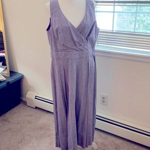 Purple V-neck dress with pleats